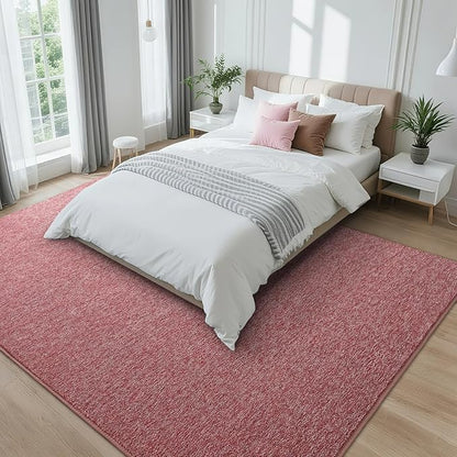 7x10 Area Rugs for Bedroom Living Room, Dark Red Soft Low-Pile Modern Indoor Thickened Memory Foam Non-Slip Washable Carpets for Kids Dorm Home Decor Rug