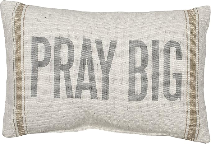 Primitives by Kathy 21659 Light Striped Pillow, 15 x 10-Inches, Pray Big