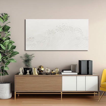 Yuaxker Abstract Wall Art Wave Wall Decor White Canvas Painting Personalized Artwork for Living Room Bedroom Dining Room Office Home Decor 24x48 Inch