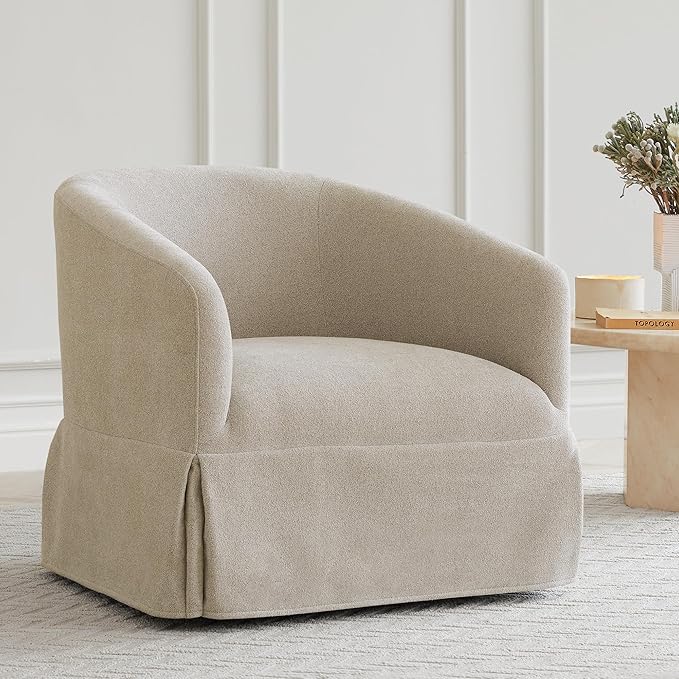 Swivel Accent Chair Set of 2, 360 Degree Performance Fabric Armchair Modern Barrel Chairs Armchair for Living Room Bedroom Home and Office,Taupe