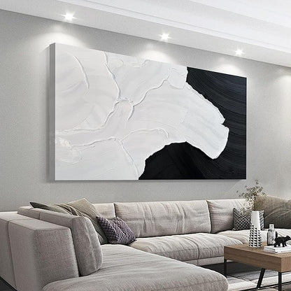 Tarfupth Black and White Abstract Wall Art for Living Room Hand-Painted Large Abstract Wave Oil Paintings Textured Artwork for Bedroom Office Home Decor 35x71 Inch