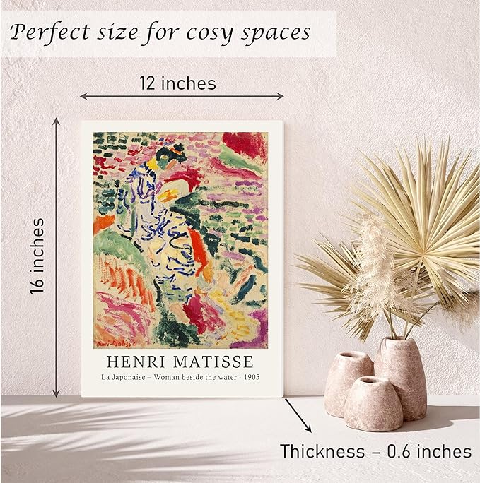 Induslyfe Framed Retro Vintage Wall Art Canvas Decor Set of 3, Matisse Prints Poster Mid Century Modern Art, Sage Green Aesthetic Floral Botanical for Bedroom Living Room Bathroom 12x16