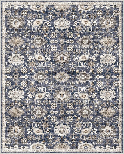 AMADA HOMEFURNISHING 2x3 Washable Area Rug, Low-Profile Entryway Rug with Non-Slip Backing & Durable Edge Binding, Vintage Rug Pattern, Small Rugs for Entryway, Kitchen & Living Room