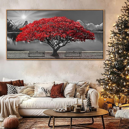 Large Framed Wall Art for Living Room Large Mangrove Landscape Modern Art for Wall Decor Living Room, Bedroom, Office, Home Wall Decor 24x48 inches(With Soild Wood Dark Framed)