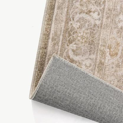 PureCozy Brown 3x5 Area Rug Entryway Washable Vintage Carpet Office Small Indoor Non Slip Soft Low Pile Thin Stain Resistant Distressed Accent Throw Rug for Entrance Bedroom Dining Living Room