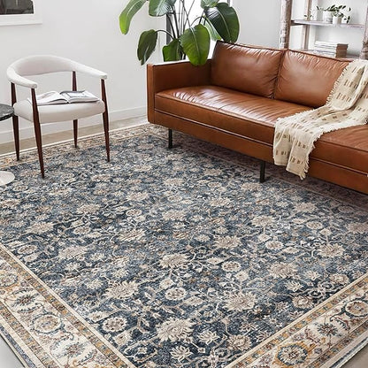 CHAMPLANT Washable Area Rug 8'x10' Retro Boho Design Non-Shedding Non-Slip Easy Care Ideal for High Traffic Areas in Living Room Bedroom Office Coffee Table Kitchen Large Carpet