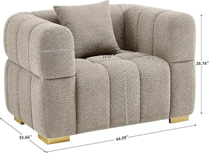 VANOMi Sofa and Chair Set, Modern Deep Seat Couch & Boucle Sofa Chairs, Oversized Upholstered Couch Sets for Living Room, Apartment, Office, Bedroom, Camel (3 Pieces)