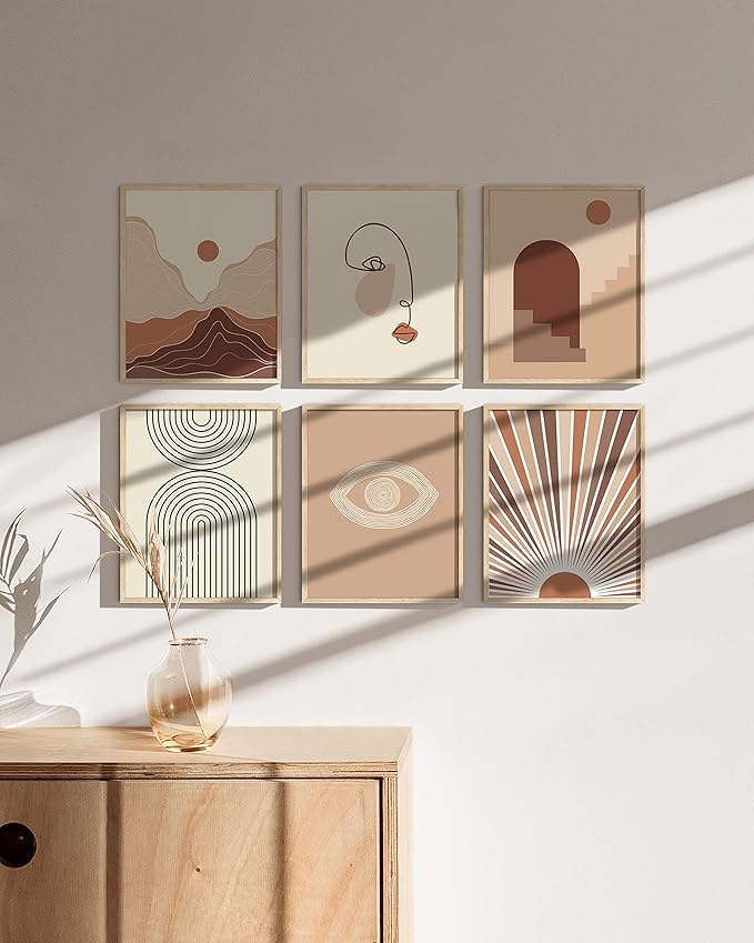 HAUS AND HUES Beige Oak Wood 8x10 Picture Frame - Modern Wood Wall Art Display - Lightweight 8x10 Frame for Art Prints, Photos, Posters - Ready-to-Hang Vertically & Horizontally (Set of 6)