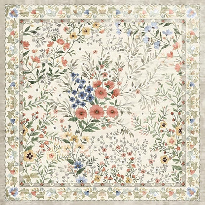 Washable Living Room Area Rug: 8x10 Bedroom Rugs - Farmhouse Distressed Printed Floral Carpet - Foldable Non-Shedding Floor Carpet for Dining Room 8'x10' Beige