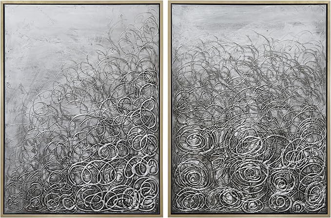 Empire Art Direct Abstract Wall Art Textured Hand Painted Canvas by Martin Edwards, Diptych, 48" x 36" each, Circular Logic