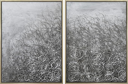 Empire Art Direct Abstract Wall Art Textured Hand Painted Canvas by Martin Edwards, Diptych, 48" x 36" each, Circular Logic