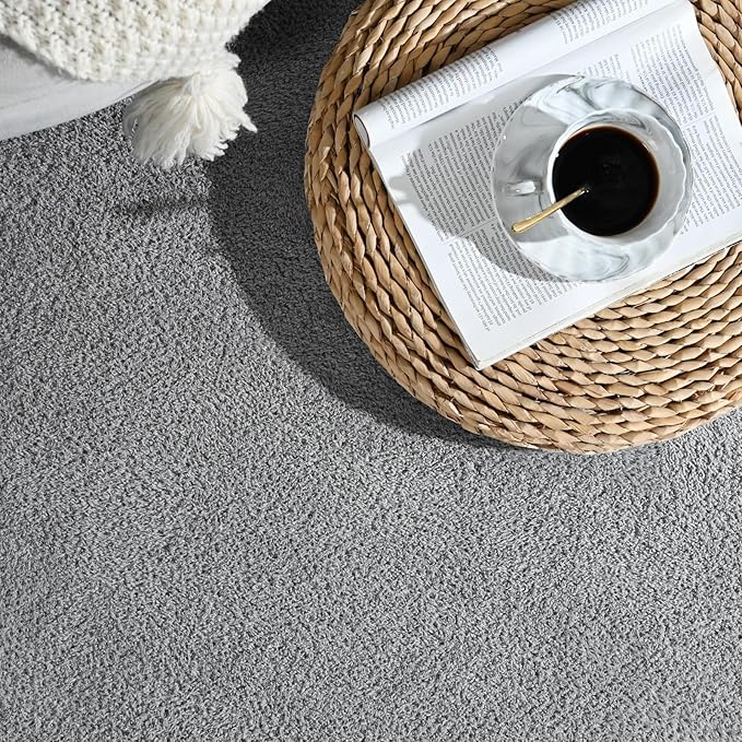 Gifeas Large Ultra Soft Modern Area Rugs for Living Room Bedroom, 5x8 Feet Grey Thickened Memory Foam Indoor Solid Minimalist Carpets, Non-Slip Comfy Rug for Boys Girls Nursery Room Home Decor