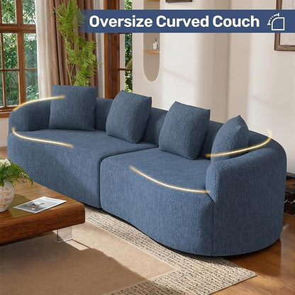 110” Modern Curved Sofa,Oversized Couch for Living Room,Cloud Couch with Boneless Couchs,Modular Sectional Sofa with Deep Seat,No Assembly Required,Dark Blue