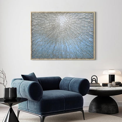 Empire Art Direct Ethereal Light Textured Metallic Hand Painted Blue Framed Canvas Wall Art, Ready to Hang, Living Room, Bedroom & Office, 30"x40"x1.5"