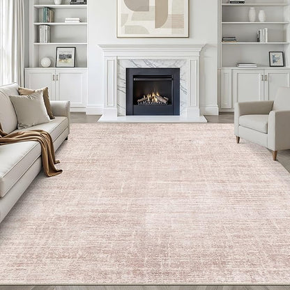 Pink Rug 8x10 Living Room: Washable Large Neutral Rugs Abstract Soft Modern Stain Resistant Indoor Floor Non-Slip Carpet for Nursery Kids Girls Bedroom Playroom Dining Room Under Table