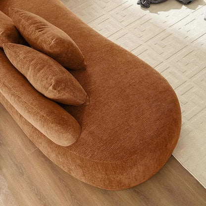 WILLIAMSPACE 134.63" Oversize Curved Sofa Cloud Couch with Round Chaise, Modern Upholstered Curved Sectional Sofa Couch with 6 Pillows for Living Room, No Assembly (Right-Facing,Orange)