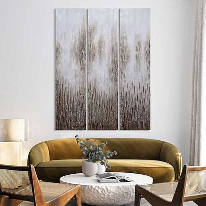 Empire Art Direct Abstract Wall Art Textured Hand Painted Canvas by Martin Edwards, Triptych, 72" x 18" each, Dreamy Field