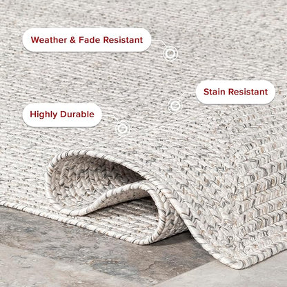 nuLOOM 4' x 6' Solid Hand Braided Indoor/Outdoor Area Rug, Pet-Friendly, High Traffic, Weather Resistant, for Patio, Balcony, Bedroom, Living Room, Dining Room, Wynn Ivory