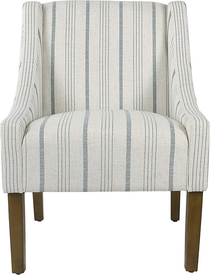 Homepop Home Decor Upholstered Classic Swoop Arm Accent Chair Accent Chairs for Living Room & Bedroom Decorative Home Furniture, Ivory & Gray Stripe