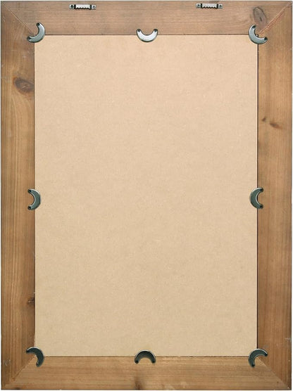 Stonebriar 24" x 18" Rectangle Natural Wood Frame Wall Mirror with Attached Hanging Brackets, Decorative Country Rustic Decor for the Living Room, Bedroom, Bathroom, Hallway, and Entryway