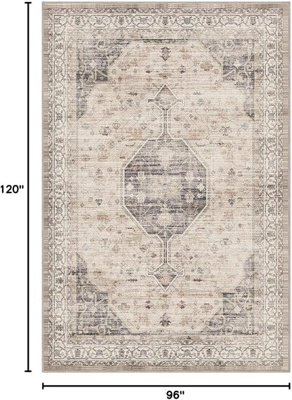 LUMI 8x10 Washable Area Rug for Living Room, Ultra Soft Traditional Rugs Non Slip with Rubber Backing, Low Profile, High Traffic, Stain Resistant Carpets, Ideal for Bedroom, Dining Room, Indoor