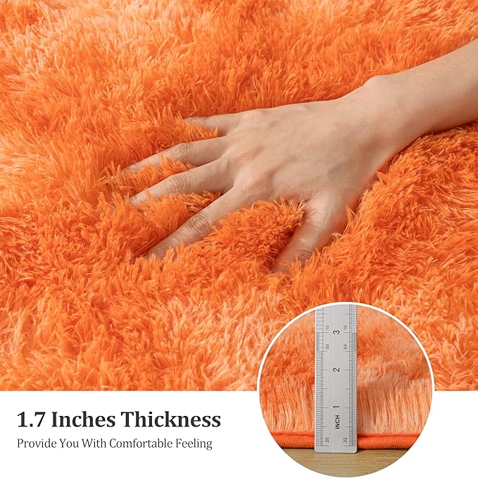 4x5.9 Ft Tie-Dyed Orange Area Rugs for Bedroom, Fluffy Shag Rug for Living Room Girls Room Dorm Soft and Comfy Upgrade Non Slip