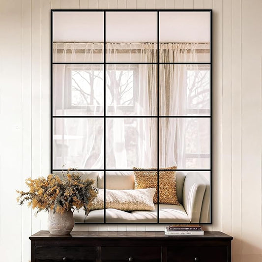 Window Pane Wall Mirror, 40"x30" Wall Mounted Window Mirror for Living Room, Bedroom, Entryway, Dining Room, Home Wall Decor