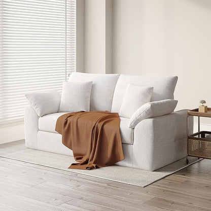 75.6" Modern Loveseat Sofa for Living Room, Cloud Boneless Couches with 4 Pillows, Mid Century Loveseat couches for Small Place, No Assembly Required, Beige