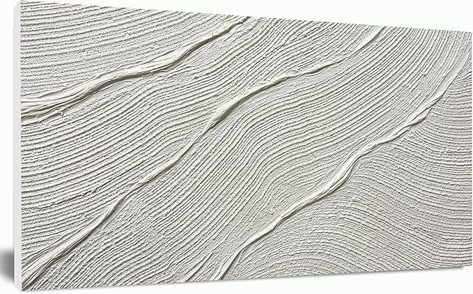Tarfupth Large Abstract Canvas Wall Art for Living Room White Minimalist Textured Painting Hand Painted Modern Neutral Artwork for Bedroom Office Decor 20"x40"