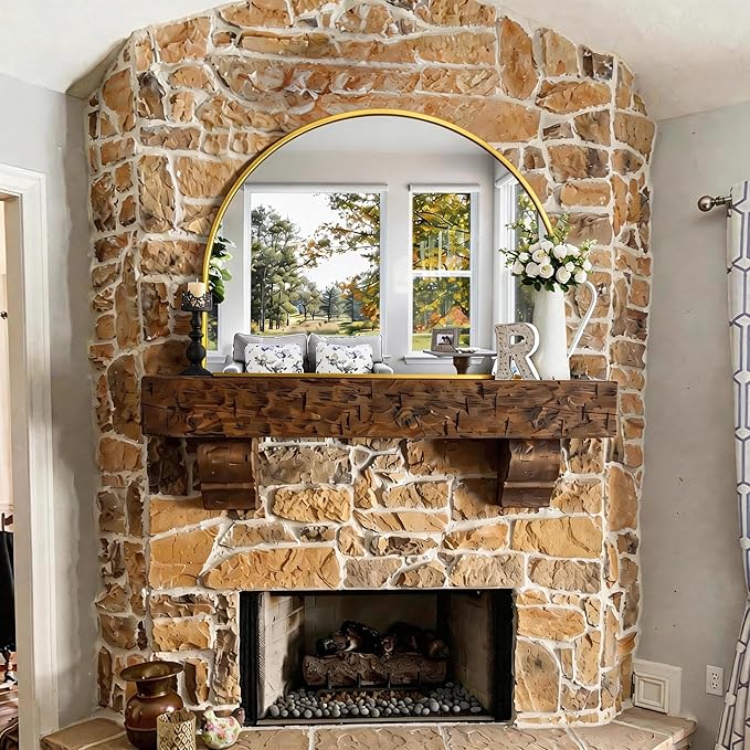 CIRCUMI Arched Wall Mirror, 48"x36" Gold Arched Mirror with Tempered Glass, Metal Frame, Large Size for Entryway Table, Mantel,Living Room,Over Sink,Arch Mirror for Decor,Shatterproof&Crystal-Clear