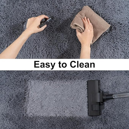 Ultra Soft Runner Rugs for Bedroom Hallways with Upgraded Non-Slip Rubber Backing & Thick Memory Sponge, 2x8 Feet Fluffy Shag Throw Area Rug for Bedside Dorm Dark Grey