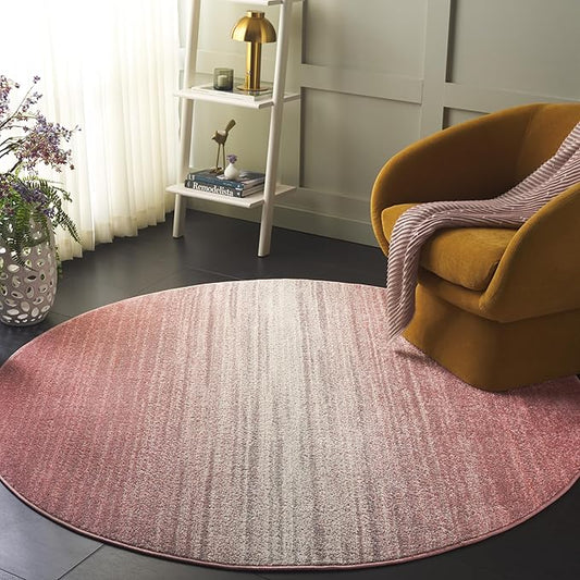 SAFAVIEH Adirondack Collection Area Rug - 6' Round, Blush & Grey, Modern Design, Non-Shedding & Easy Care, Ideal for The Living Room, Dining, Bedroom (ADR183U)