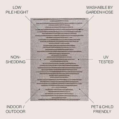 JONATHAN Y Stripe Geometric Indoor Outdoor Area Rug 3X5 Beige/Brown, Zolak Berber for Backyard, Patio, Porch, Easy-Cleaning, High Traffic, Pet-Friendly, Non-Shedding (SMB124A-3)