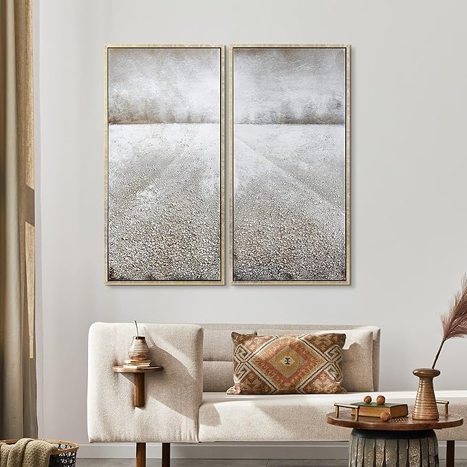 Empire Art Direct Abstract Wall Art Textured Hand Painted Canvas by Martin Edwards, Diptych, 48" x 24" each, Pebble Road
