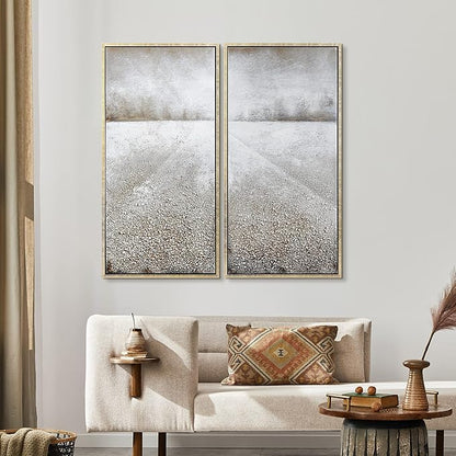 Empire Art Direct Abstract Wall Art Textured Hand Painted Canvas by Martin Edwards, Diptych, 48" x 24" each, Pebble Road