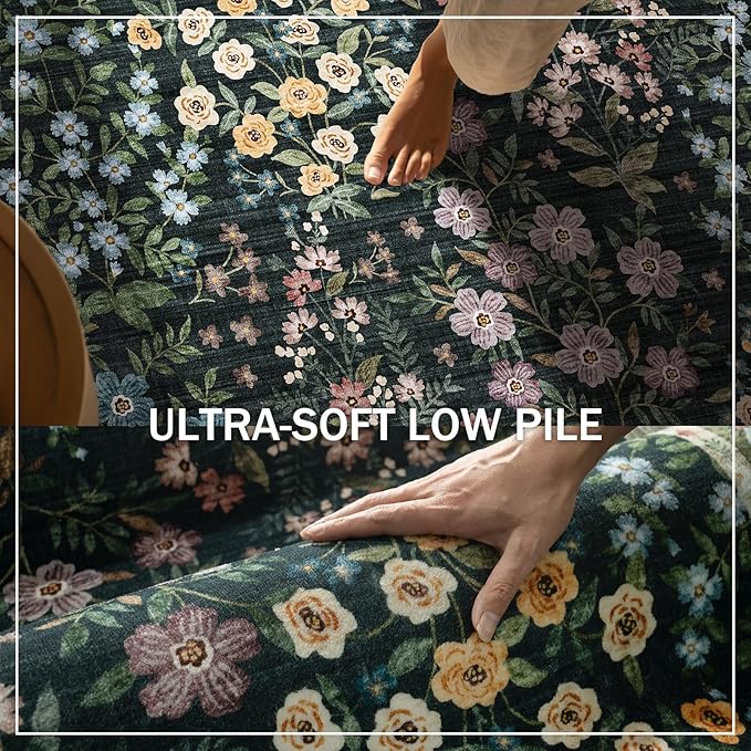 Machine Washable Living Room Rug: 5x7 Area Rugs for Bedroom Non Slip Low Pile Soft Stain Resistant Lightweight Carpet Rugs for Living Room Entryway Kitchen Dining Room Farmhouse Kids Room Nursery