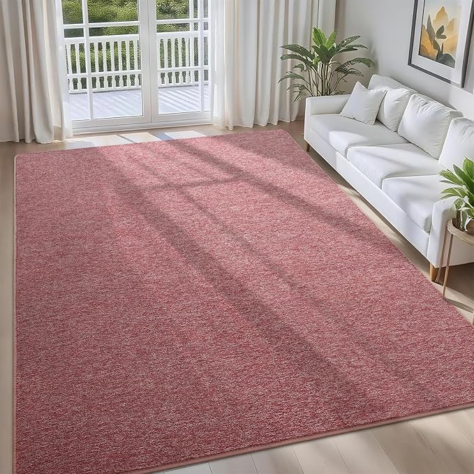 7x10 Area Rugs for Bedroom Living Room, Dark Red Soft Low-Pile Modern Indoor Thickened Memory Foam Non-Slip Washable Carpets for Kids Dorm Home Decor Rug