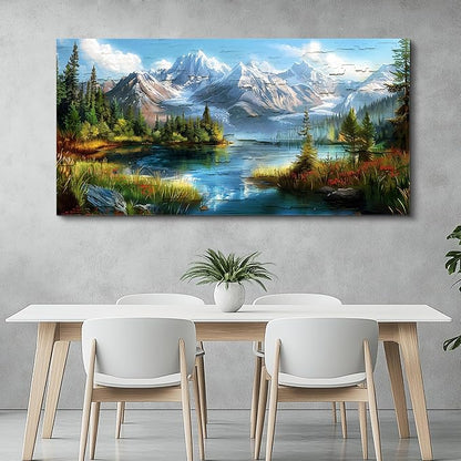 FUHAIHUA Canvas Wall Art For Living Room Wall Decor For Bedroom Modern Office Wall Decoration Mountains Rivers Landscape Painting Farmhouse Pictures Artwork Room Aesthetic Home Decor 20x40 In