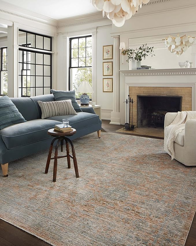 Loloi Jean Stoffer Katherine Collection KES-02 Terracotta/Smoke 2'-7'' x 16'-0'', .25" Pile Height, Runner Rug
