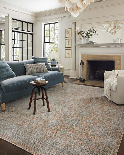 Loloi Jean Stoffer Katherine Collection KES-02 Terracotta/Smoke 2'-7'' x 16'-0'', .25" Pile Height, Runner Rug