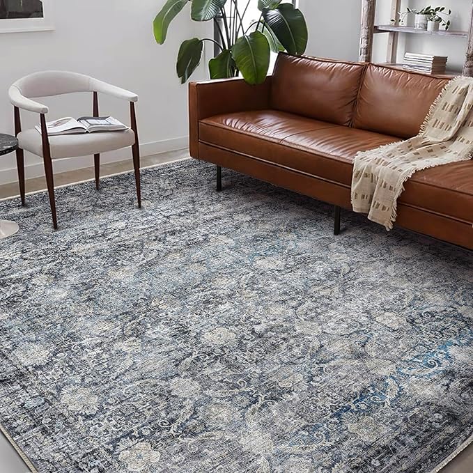 CHAMPLANT Washable Area Rug 10'x14' Boho Design Non-Shedding Easy Care Ideal for High Traffic Areas in Living Room Bedroom Office Coffee Table Kitchen Large Carpet
