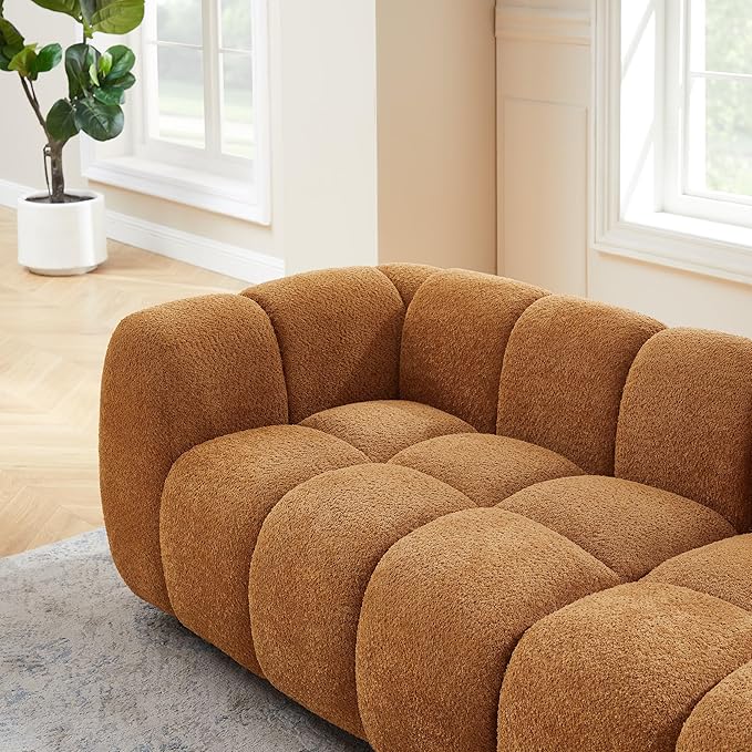 VANOMi 88" Oversized Boucle Sofa, Modern Upholstered Tufted Cloud Couch, Deep Seat Boucle Sofa,Cozy Modern 3 Seater Couch for Living Room, Bedroom, Apartment