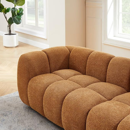VANOMi 88" Oversized Boucle Sofa, Modern Upholstered Tufted Cloud Couch, Deep Seat Boucle Sofa,Cozy Modern 3 Seater Couch for Living Room, Bedroom, Apartment