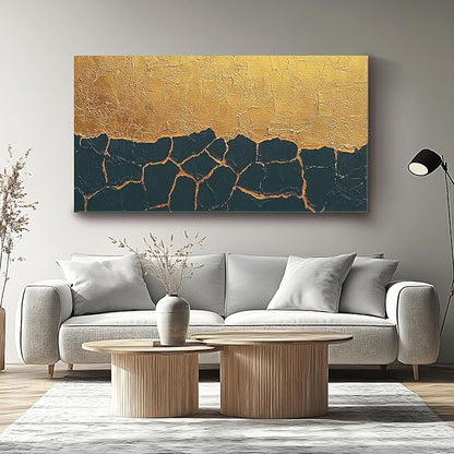 Iallbin Abstract Canvas Wall Art, Large Wall Art for Living Room, for Wall Modern Paintings Wall Decor Living Room (Abstract, Black and Yellow, 58L x 29W)