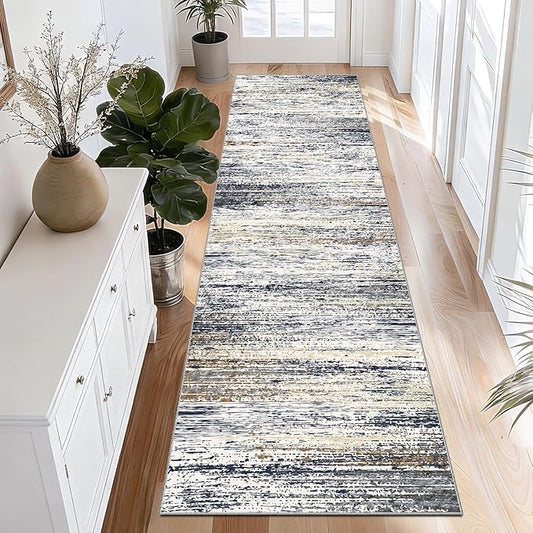 Modern Abstract Runner Rug 2x8 Washable Runner Rugs with Non Slip Backing, Low Pile Soft Runner for Hallway Entryway Laundry Bedroom Kitchen