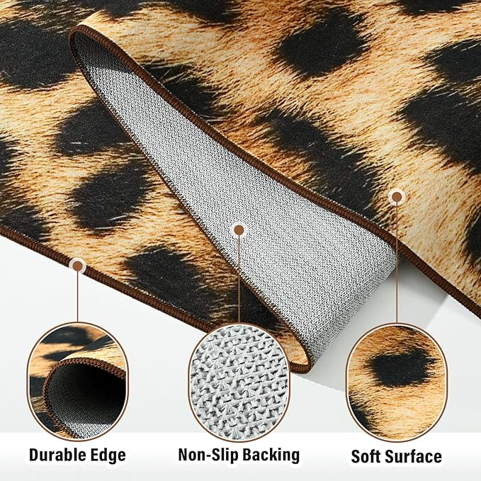 AROGAN Premium Leopard Rug for Living Room 8×10 Feet, Machine Washable Cheetah Rug Animal Print Hide Area Rug, Large Non-Slip Faux Fur Zebra Skin Rugs Carpet for Office Bedroom Dinner Room Home Decor