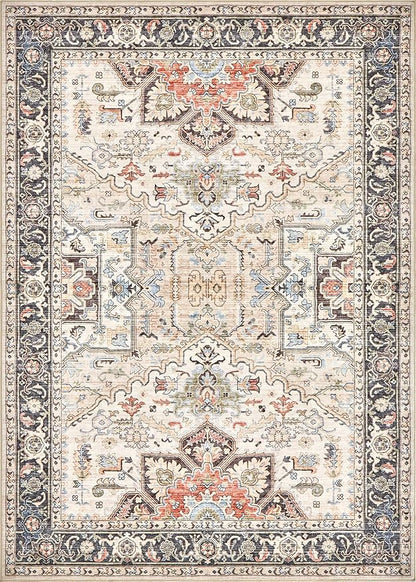 9x12 Area Rugs for Living Room - Large Carpet Ultra Thin Soft Washable Oriental Vintage Floral Distressed Rug Big Indoor Carpets for Bedroom Nursery Dorm Home Decor Aesthetic - Multi