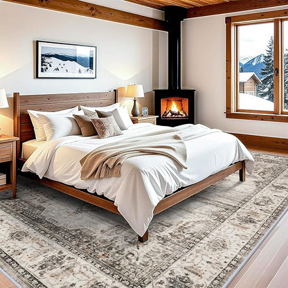 YOUFORTONG 10x12 Area Rug Washable：Large Living Room Area Rugs - Machine Washable Stain Resistant Rug - Soft Low Pile Carpet for Bedroom Dining Room 10'x12' Beige