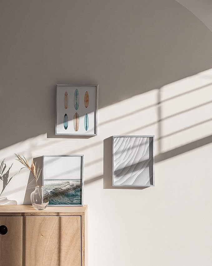 HAUS AND HUES 8x10 White Aluminum Frame Set of 3 - Modern Wall Display, Lightweight & Minimalist (White Aluminum Frames)