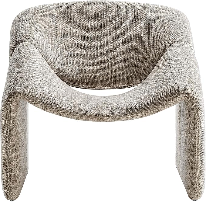 Modway Vivi Chenille Upholstered Accent Khaki-Plush, Comfy Armchair, Ideal as a Modern Barrel, Lounge Reading Chair for Living Room, Bedroom or Cozy Corner Seating